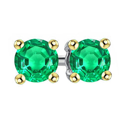 Natural Emerald Earring 2ct - Two Tone 14K Gold