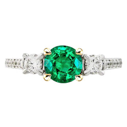 Natural Emerald Ring 2ct - Two Tone 14K Gold