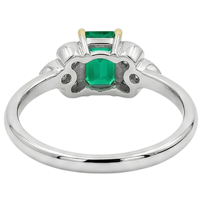 Natural Real ( Not Lab Grown ) Comfort Fit Diamond Green Emerald GIA Ring Milgrain Design
