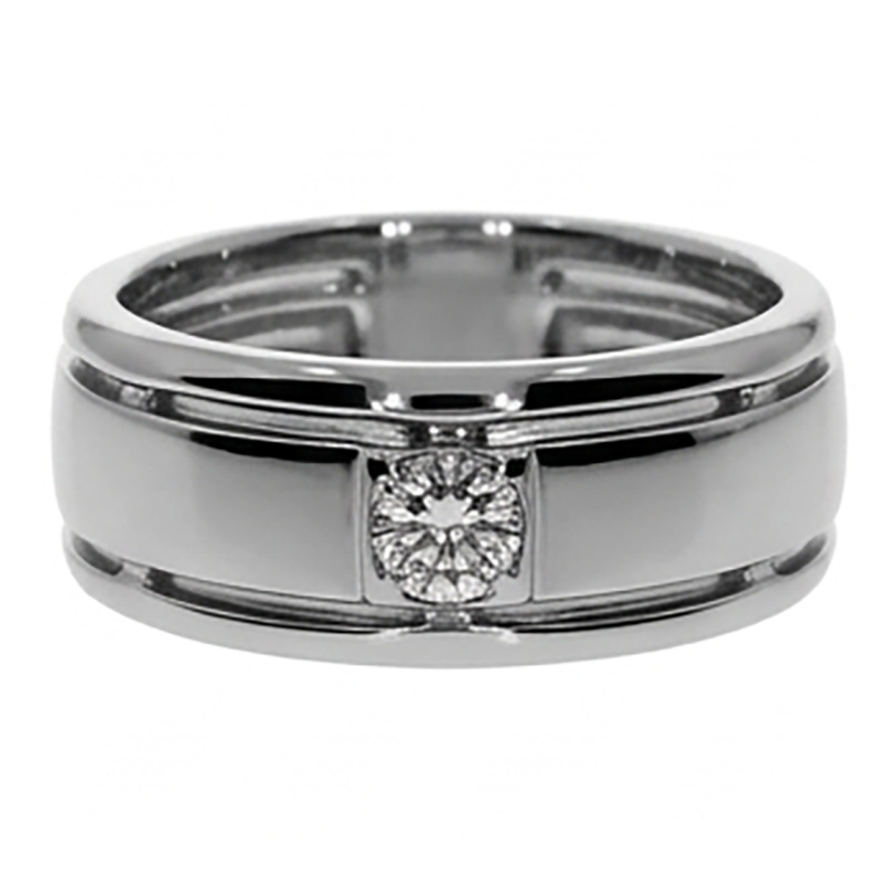 Comfort Fit Mens Band Diamond Ring For Gents