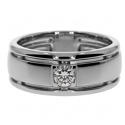 Comfort Fit Mens Band Diamond Ring For Gents