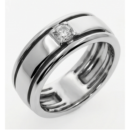 Comfort Fit Mens Band Diamond Ring For Gents