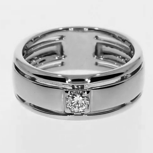 Comfort Fit Mens Band Diamond Ring For Gents