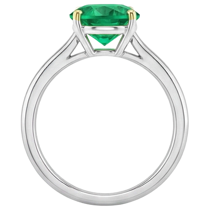 Natural Real ( Not Lab Grown ) Comfort Fit Women's Ring Round Cut Green Emerald GIA