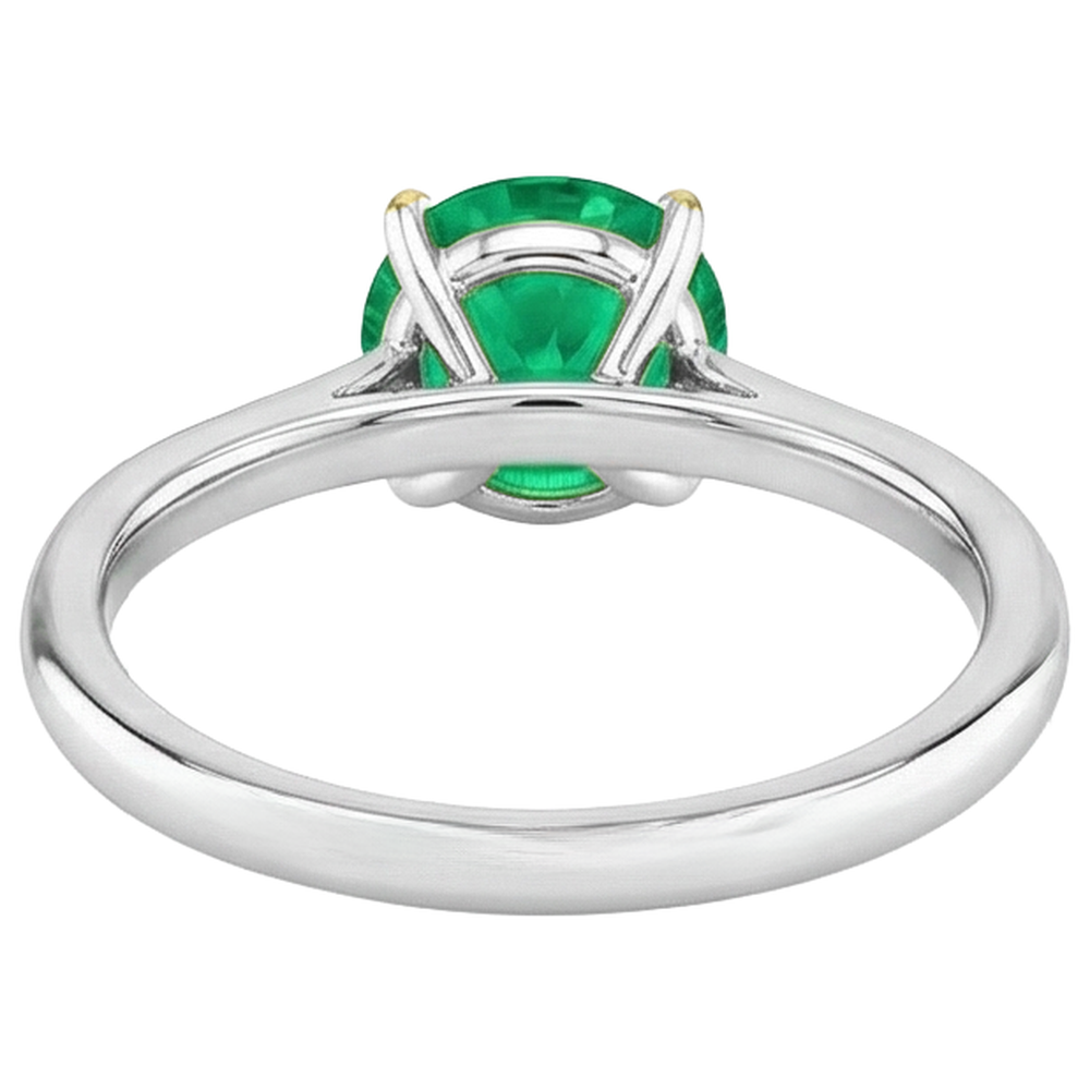 Natural Real ( Not Lab Grown ) Comfort Fit Women's Ring Round Cut Green Emerald GIA