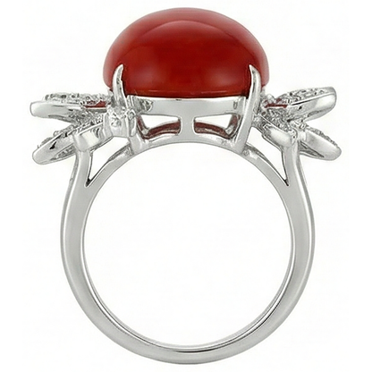 Coral With Natural Earth Mined Diamond Cocktail Ring