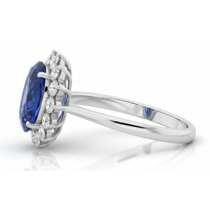Cornflower Blue Sapphire Halo Ring