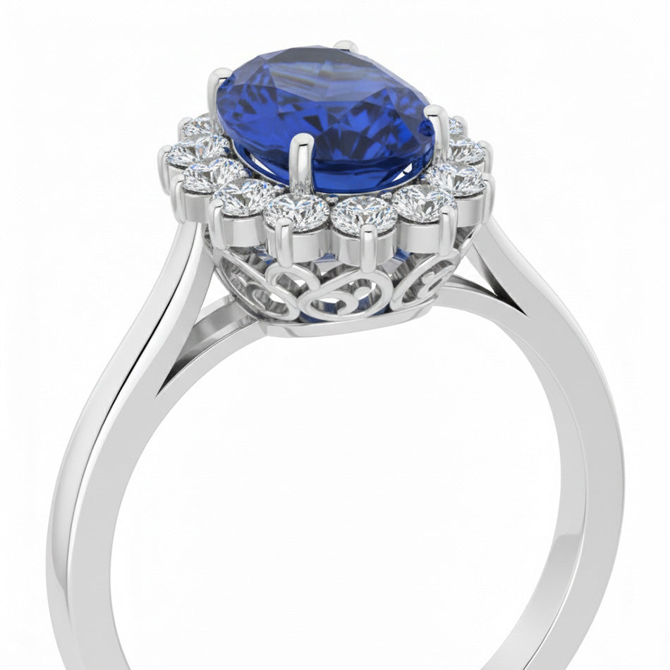 Cornflower Blue Sapphire Halo Ring