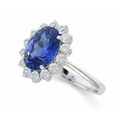 Cornflower Blue Sapphire Halo Ring
