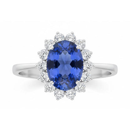 Cornflower Blue Sapphire Halo Ring