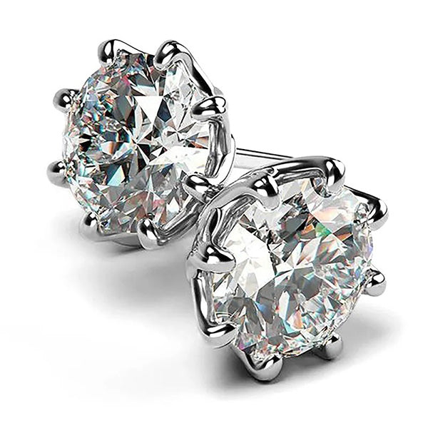 Criss Cross Solitaire Earrings Round Brilliant Lab Grown Diamond Studs 3.50 Ct