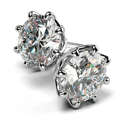Criss Cross Solitaire Earrings Round Brilliant Lab Grown Diamond Studs 3.50 Ct