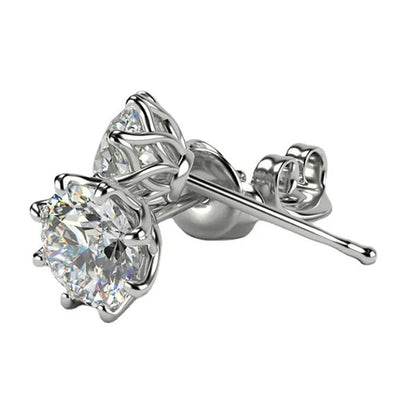 Criss Cross Solitaire Earrings Round Brilliant Lab Grown Diamond Studs 3.50 Ct