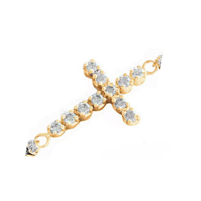 Cross Lab Grown Diamond Tennis Bracelet 12 Carats Yellow Gold Round Cut Jewelry