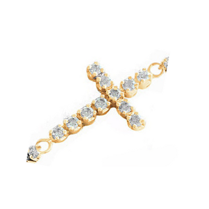 Cross Lab Grown Diamond Tennis Bracelet 12 Carats Yellow Gold Round Cut Jewelry