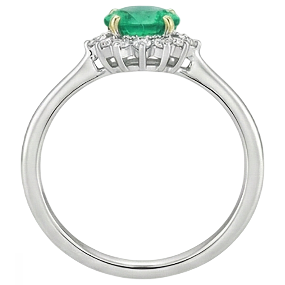 Natural Real ( Not Lab Grown ) Crown Style Green Emerald GIA Diamond Ring Thin Shank