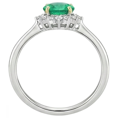 Natural Real ( Not Lab Grown ) Crown Style Green Emerald GIA Diamond Ring Thin Shank
