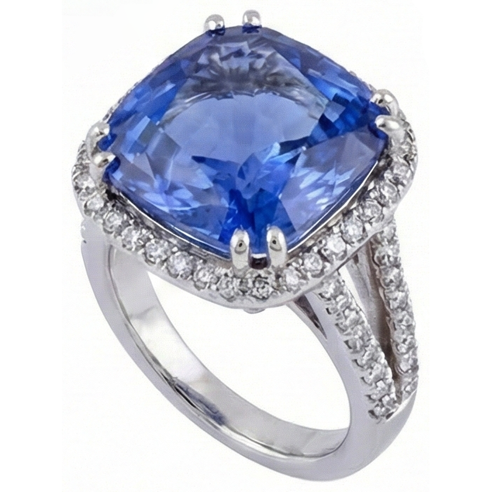 Cushion AAA Tanzanite Natural Earth Mined Diamonds 6 Carat Fancy Ring Gemstone Jewelry