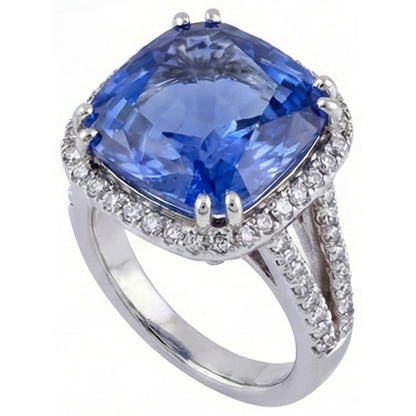 Cushion AAA Tanzanite Natural Earth Mined Diamonds 6 Carat Fancy Ring Gemstone Jewelry