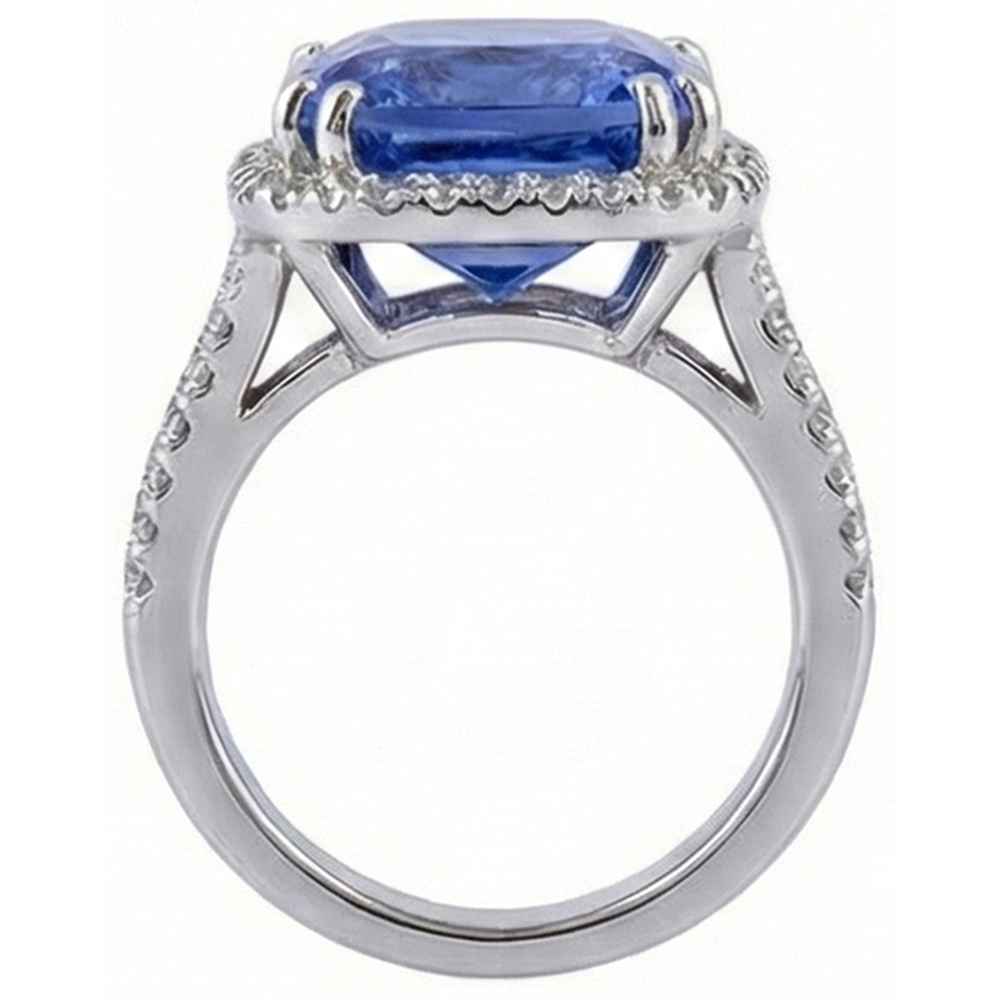 Cushion AAA Tanzanite Natural Earth Mined Diamonds 6 Carat Fancy Ring Gemstone Jewelry