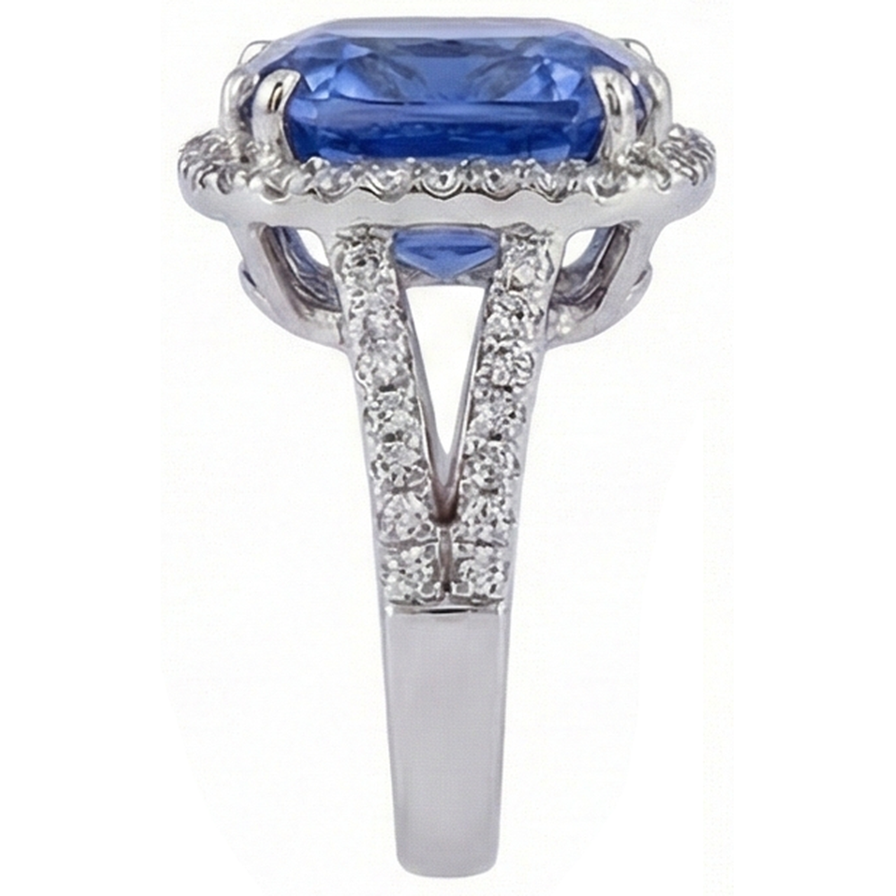 Cushion AAA Tanzanite Natural Earth Mined Diamonds 6 Carat Fancy Ring Gemstone Jewelry