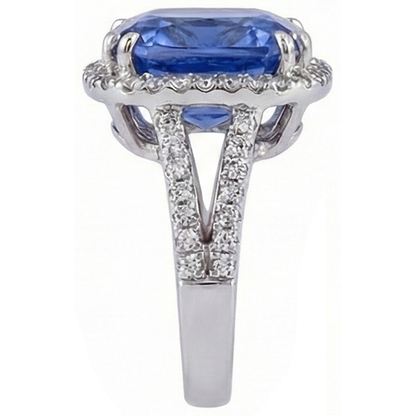 Cushion AAA Tanzanite Natural Earth Mined Diamonds 6 Carat Fancy Ring Gemstone Jewelry