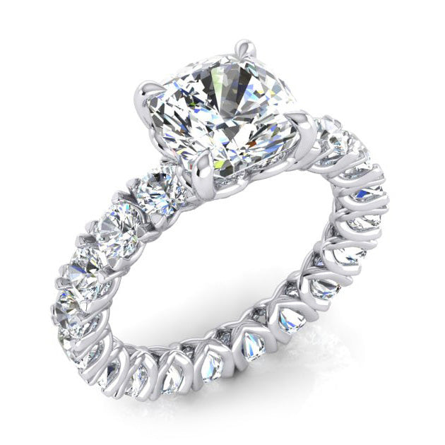 Cushion Anniversary Band Ring 4 Ct. Gold Ladies Jewelry Genuine Natural Real Diamond ( Not Lab Grown )