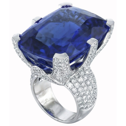 Cushion Ceylon Color Blue Sapphire And Round IGI CERTIFIED Diamonds 8.51 Carat Ring
