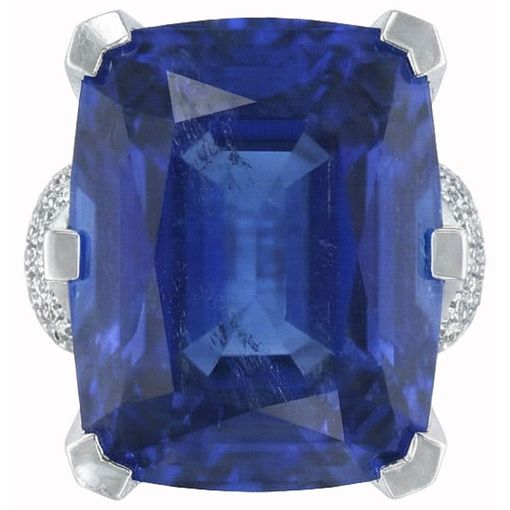 Cushion Ceylon Color Blue Sapphire And Round IGI CERTIFIED Diamonds 8.51 Carat Ring