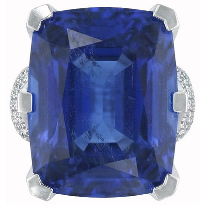 Cushion Ceylon Color Blue Sapphire And Round IGI CERTIFIED Diamonds 8.51 Carat Ring