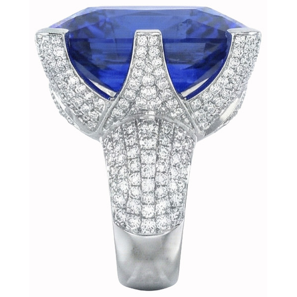 Cushion Ceylon Color Blue Sapphire And Round IGI CERTIFIED Diamonds 8.51 Carat Ring