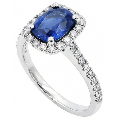 Cushion Ceylon Sapphire Natural Earth Mined Diamond Ring Gold Jewelry 3 Ct