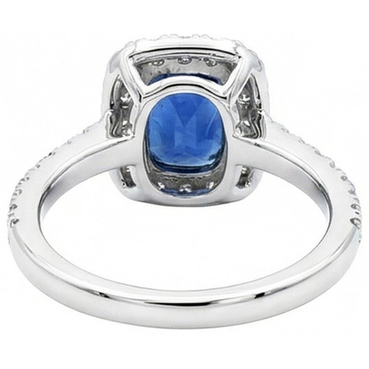 Cushion Ceylon Sapphire Natural Earth Mined Diamond Ring Gold Jewelry 3 Ct