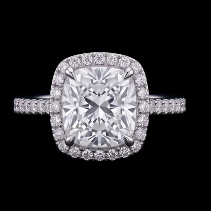 Cushion Cut Center Natural Earth Mined Diamond 2.55 Cts. Engagement Ring