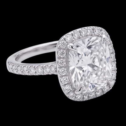 Cushion Cut Center Natural Earth Mined Diamond 2.55 Cts. Engagement Ring