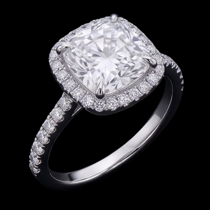 Cushion Cut Center Natural Earth Mined Diamond 2.55 Cts. Engagement Ring