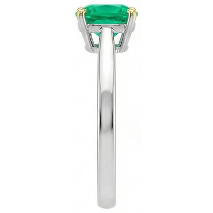 Natural Real ( Not Lab Grown ) Cushion Cut Gemstone Ring Green Emerald GIA Solitaire