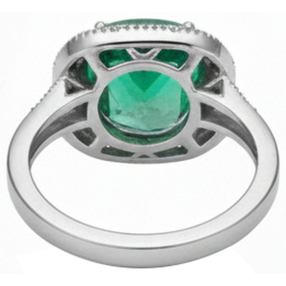 Cushion Cut Green Emerald GIA And Natural Earth Mined Diamond Wedding Ring White Gold 14K 6.5 Ct