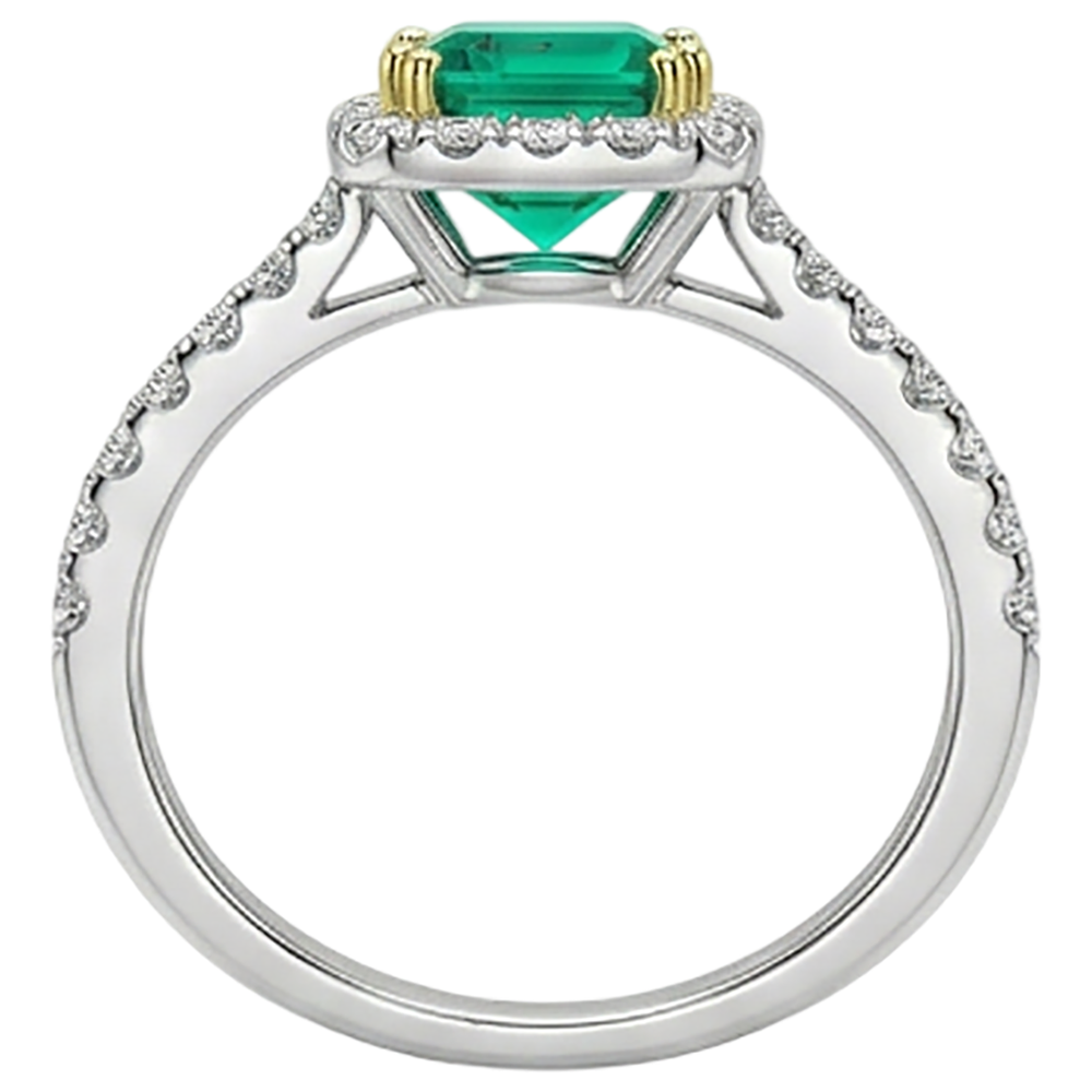 Natural Real ( Not Lab Grown ) Cushion Cut Green Emerald GIA Engagement Ring