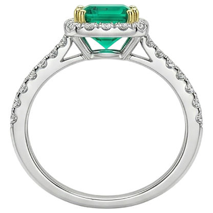 Natural Real ( Not Lab Grown ) Cushion Cut Green Emerald GIA Engagement Ring