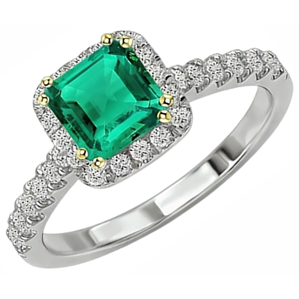 Natural Real ( Not Lab Grown ) Cushion Cut Green Emerald GIA Engagement Ring