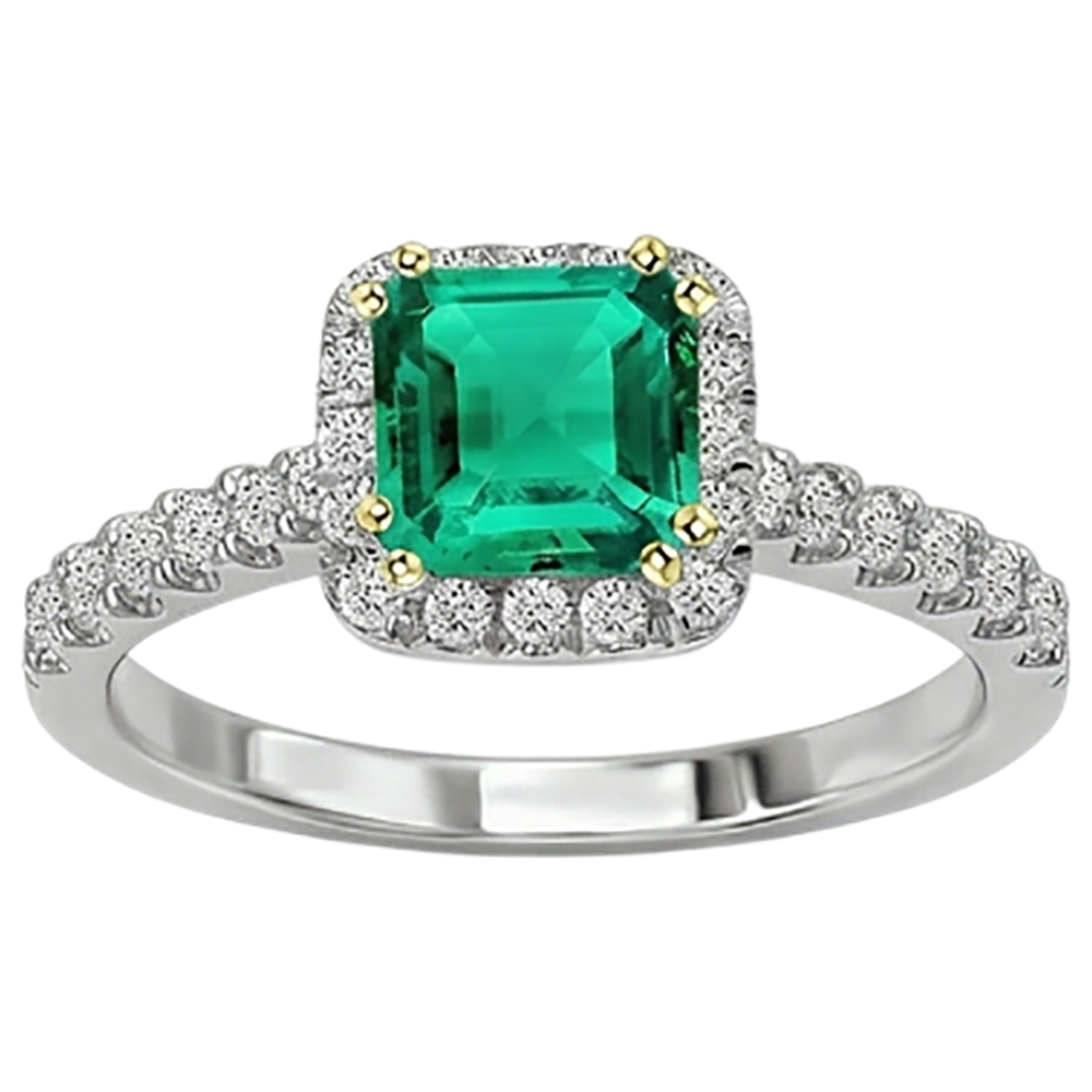 Natural Real ( Not Lab Grown ) Cushion Cut Green Emerald GIA Engagement Ring