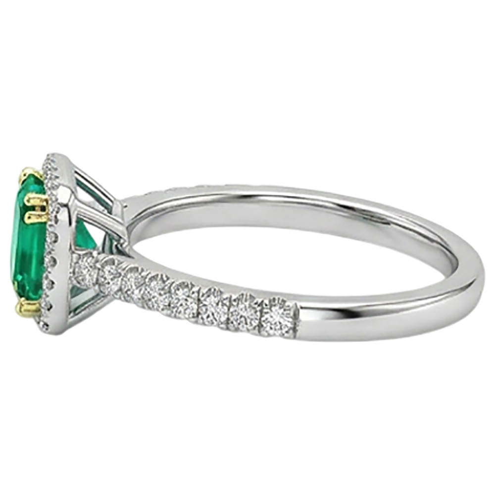 Natural Real ( Not Lab Grown ) Cushion Cut Green Emerald GIA Engagement Ring
