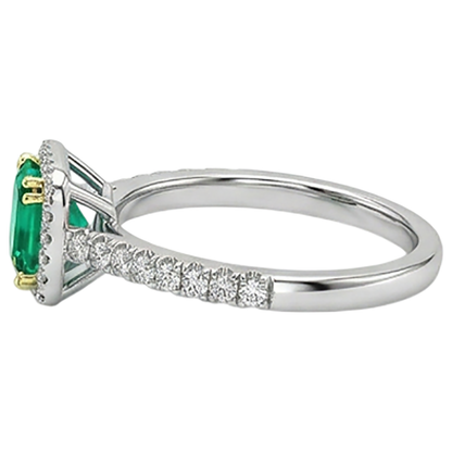 Natural Real ( Not Lab Grown ) Cushion Cut Green Emerald GIA Engagement Ring
