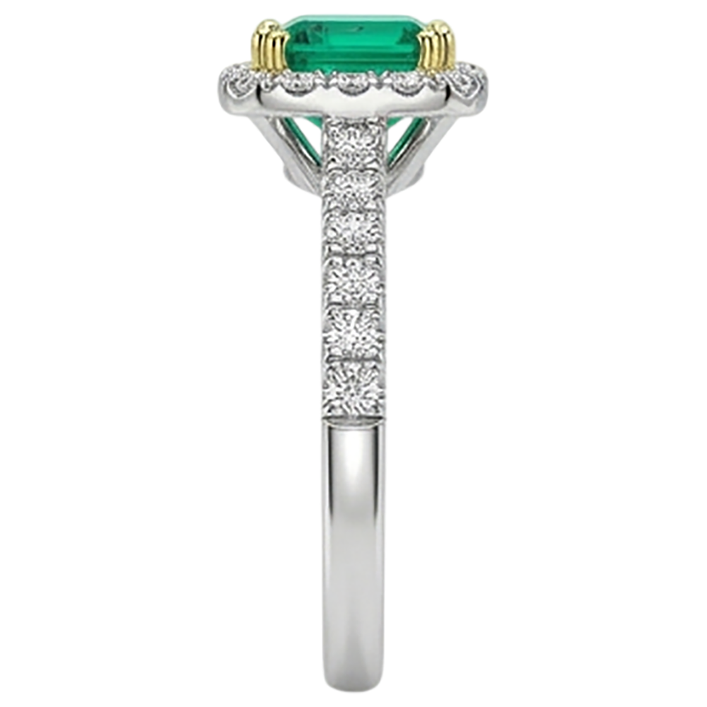 Natural Real ( Not Lab Grown ) Cushion Cut Green Emerald GIA Engagement Ring