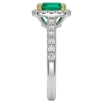 Natural Real ( Not Lab Grown ) Cushion Cut Green Emerald GIA Engagement Ring