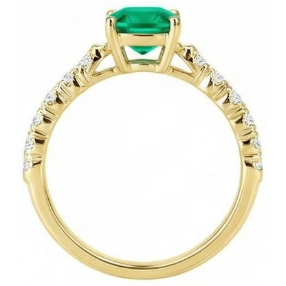 natural round emerald 3ct ring profile view