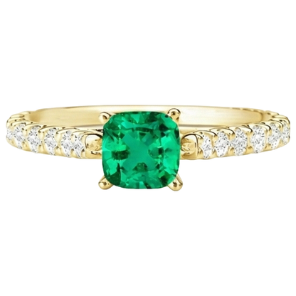natural round emerald 3ct ring side angle