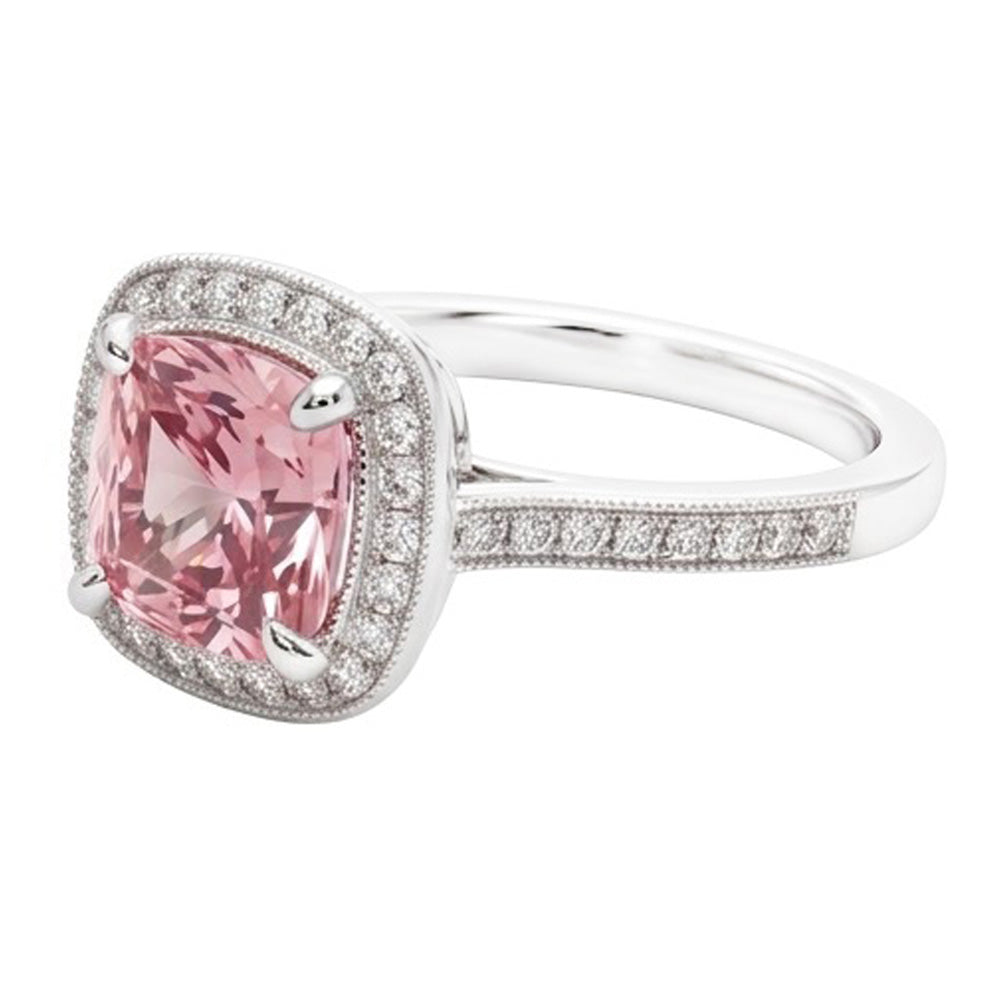 Cushion Cut Pink Sapphire Ring