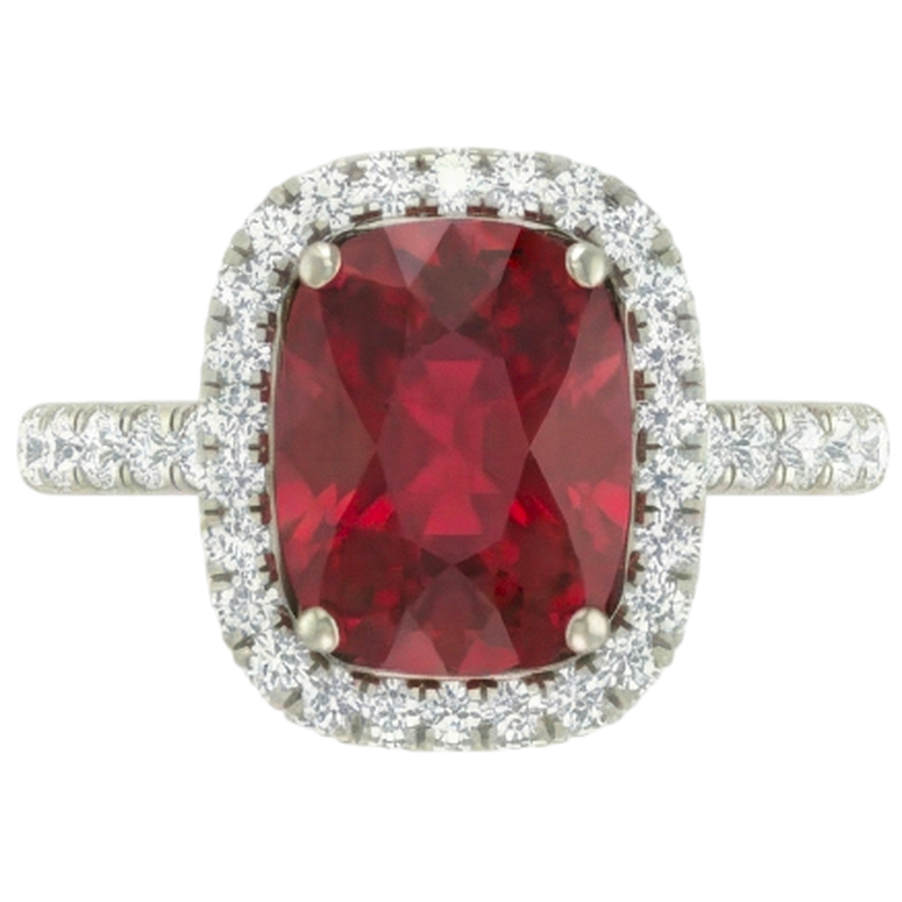 Cushion Cut Red Ruby IGI CERTIFIED With Diamond Ring 10.75 Carats Jewelry White Gold